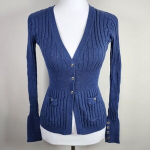 Sarah Spencer Cable Knit Cardigan Womens XS Cashmere‎ Cotton Blend Long Sleeve